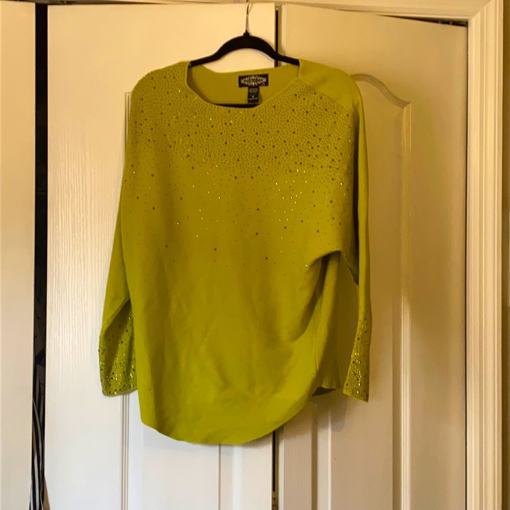 Green bedazzled blouse